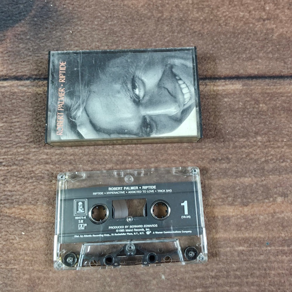 Island Records Riptide Cassette Tape Robert Palmer OS Black Good 1985 Album